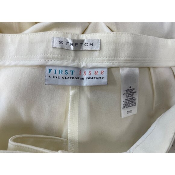 First Issue Women's Ivory High Waist Hook and Eye Flared Stretchable Pants Sz 1 - Picture 5 of 9